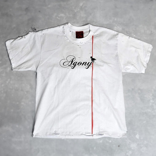 Agony Thrashed Box Tee - Pure White